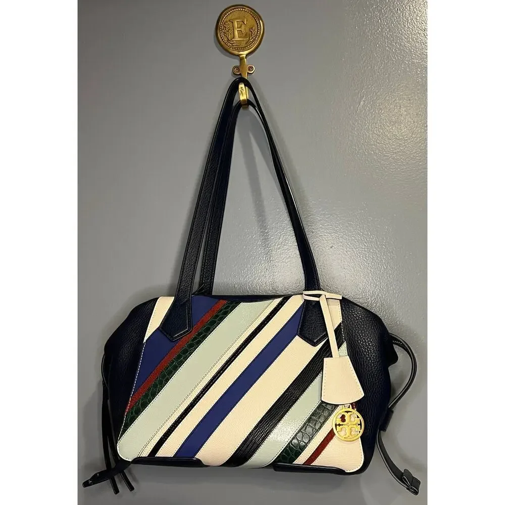 EUC Tory Burch Perry Balloon Multicolored Stripe Handbag